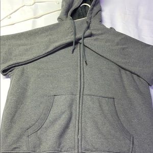 Gray Large ZIP Up Cotton Fleece